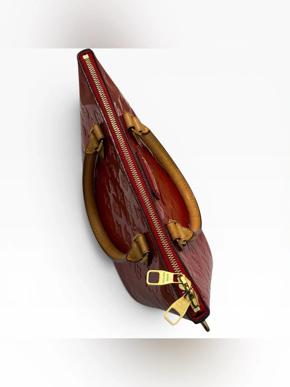 Louis Vuitton Montebello MM Red Monogram Vernis Patent Leather Satchel Bag